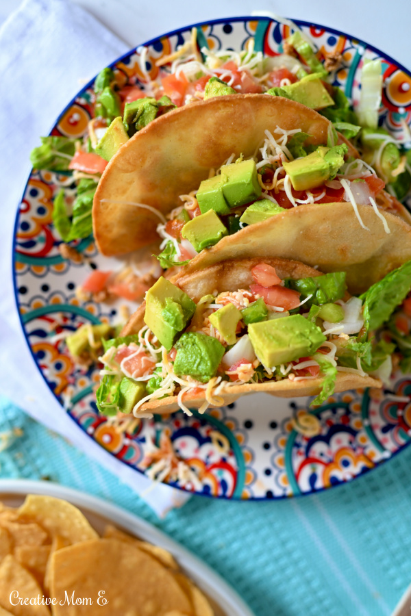 Easy Ground Turkey Tacos on a colorful plate.
